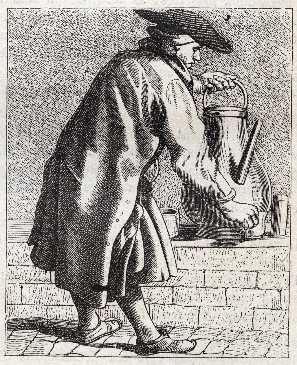 Le marchand de cafe - Pepetit metier de Paris (Études prises dans le bas Peuple, ou les Cris de Paris) - gravura de Edme Bouchardon (1698-1762) de Edmé Bouchardon