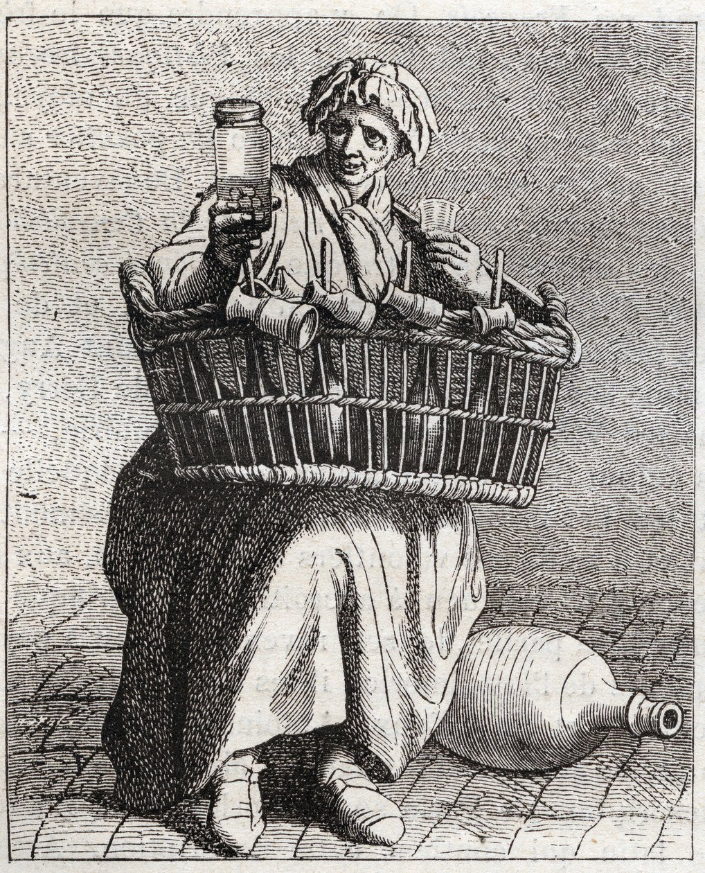 The Cognac Merchant - Pepetit metier de Paris (Estudos tirados dos Low People, ou dos Cries de Paris) - gravura de Edme Bouchardon (1698-1762) de Edmé Bouchardon