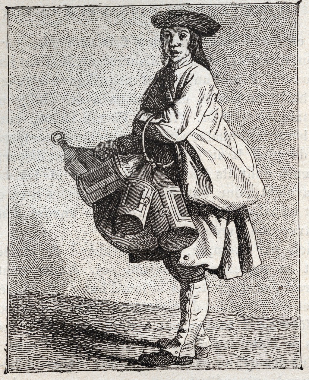 The Lantern Merchant - Pepetit metier de Paris (Estudos tirados dos Low People, ou dos Cries de Paris) - gravura de Edme Bouchardon (1698-1762) de Edmé Bouchardon