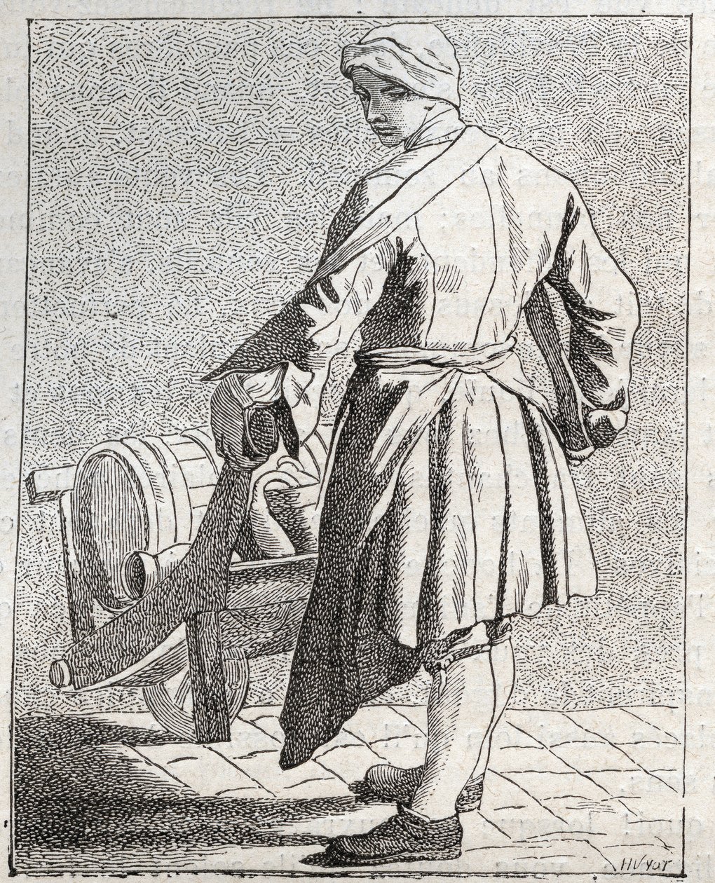 O comerciante de vinhos - Pepetit metier de Paris (Estudos tirados das pessoas baixas, ou dos Cries de Paris) - gravura de Edme Bouchardon (1698-1762) de Edmé Bouchardon