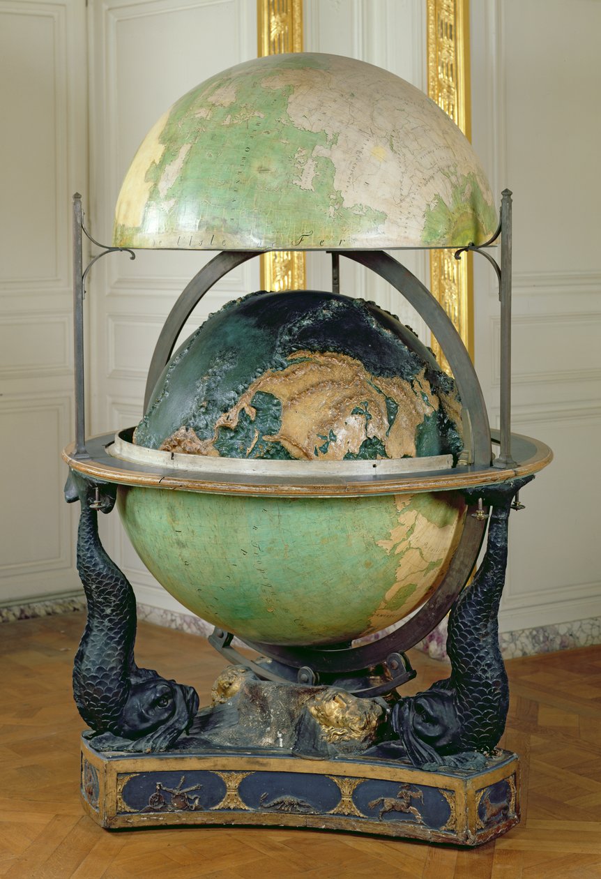Globo terrestre e celestial ordenado por Luís XVI (1754-93) para a instrução do Dauphin, 1786 de Edme Mentelle
