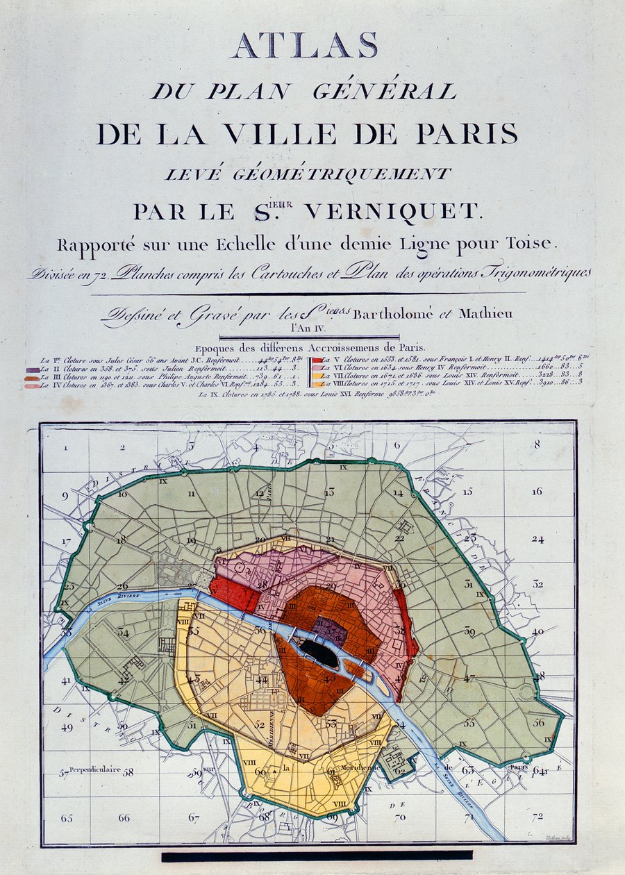 Atlas do Plano Geral da Cidade de Paris, 1796 de Edme Verniquet