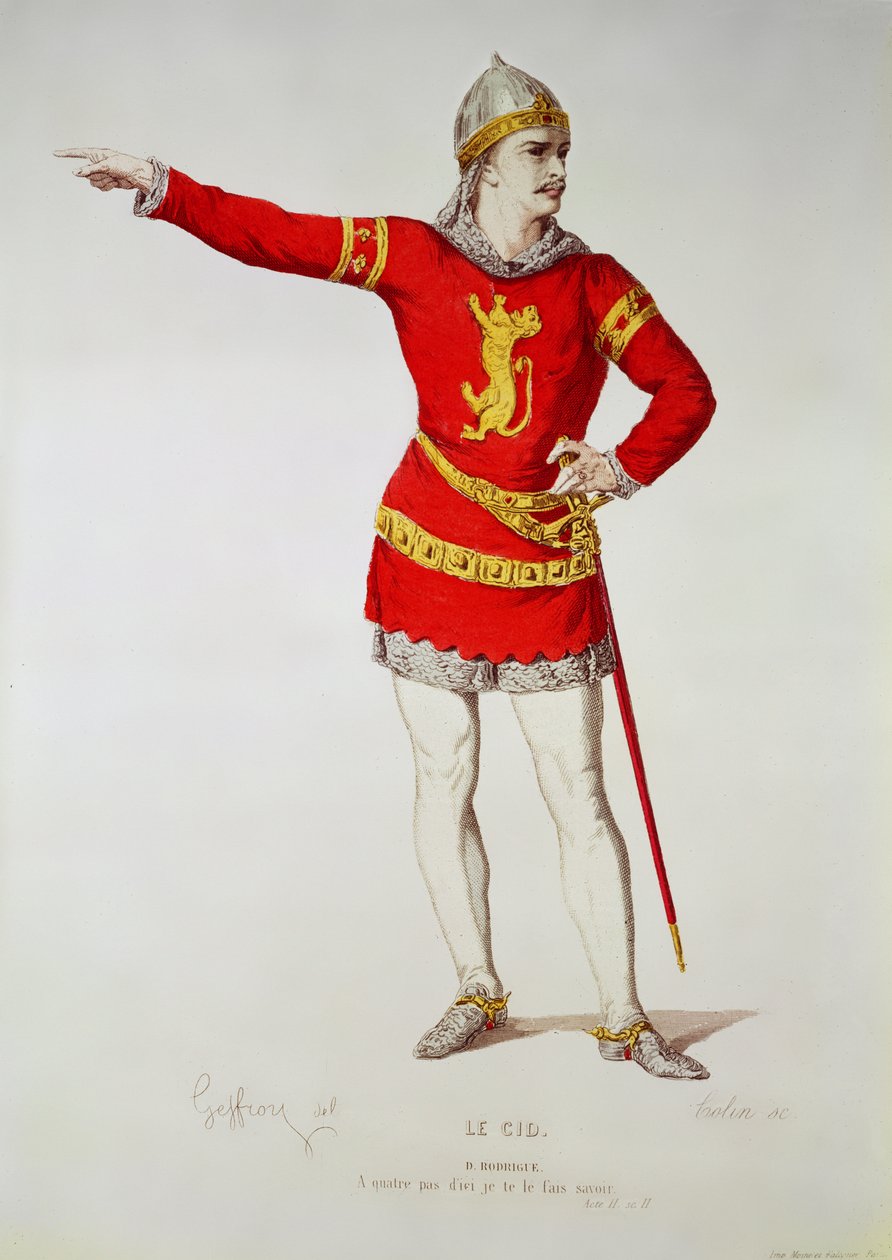 Rodrigo, de &39;Le Cid&39; de Corneille, gravado por Alexandre Marie Colin (1798-1875) de Edmond A.F. Geffroy