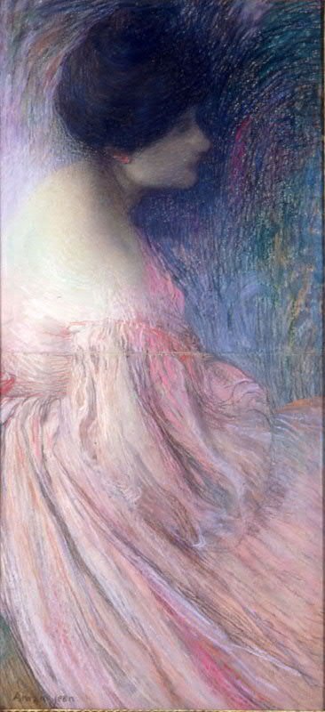 Mulher, em, vestido cor-de-rosa de Edmond Aman Jean