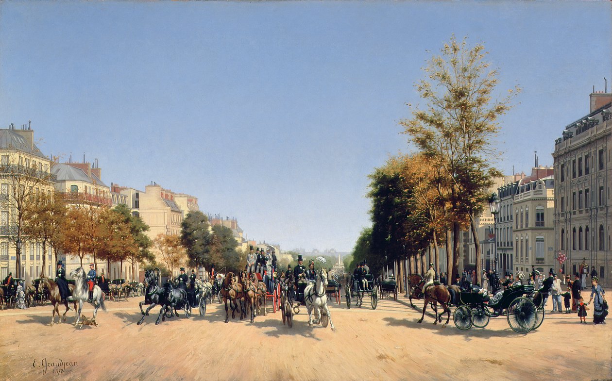 Vista dos Champs-Elysees da Place de l&39;Etoile, 1878 de Edmond Georges Grandjean