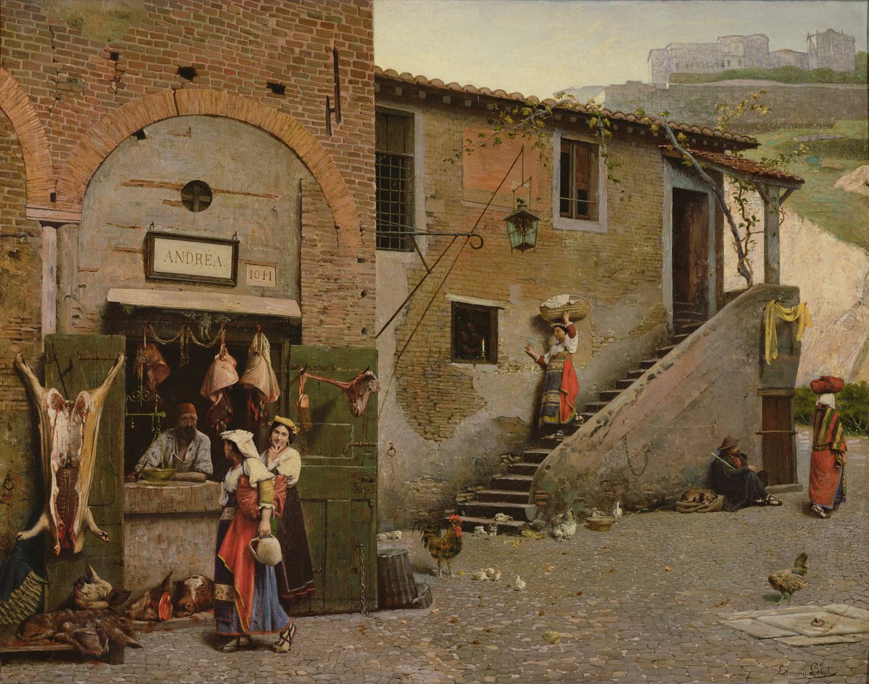 Um açougueiro Trastevere, Roma de Edmond Lebel