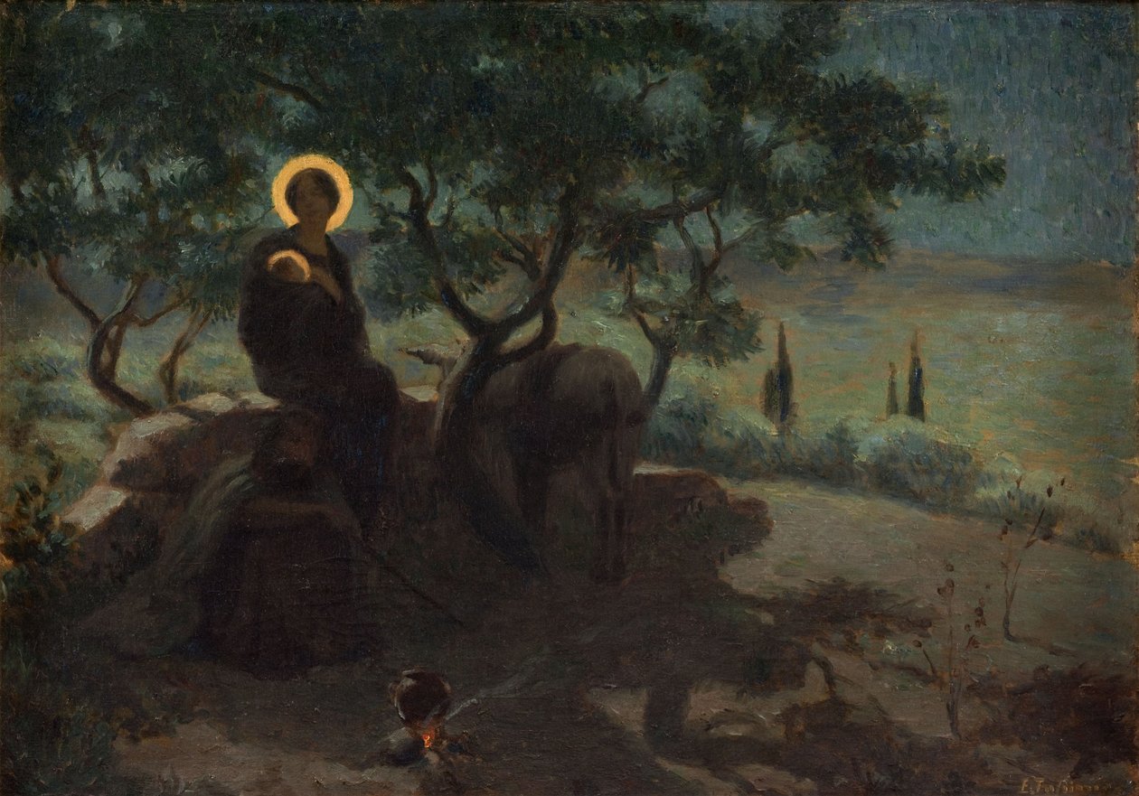 Voo para o Egito, ca. 1915 (óleo sobre tela) de Edmond (1861 1943) Tapissier