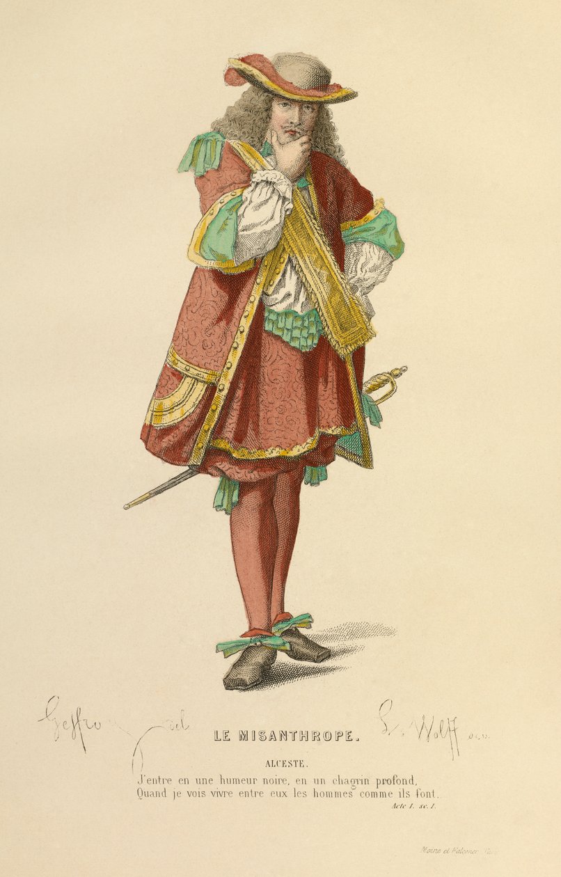 Traje para o papel de Alceste, c.1868 (gravura) de Edmond Aime Florentin Geffroy