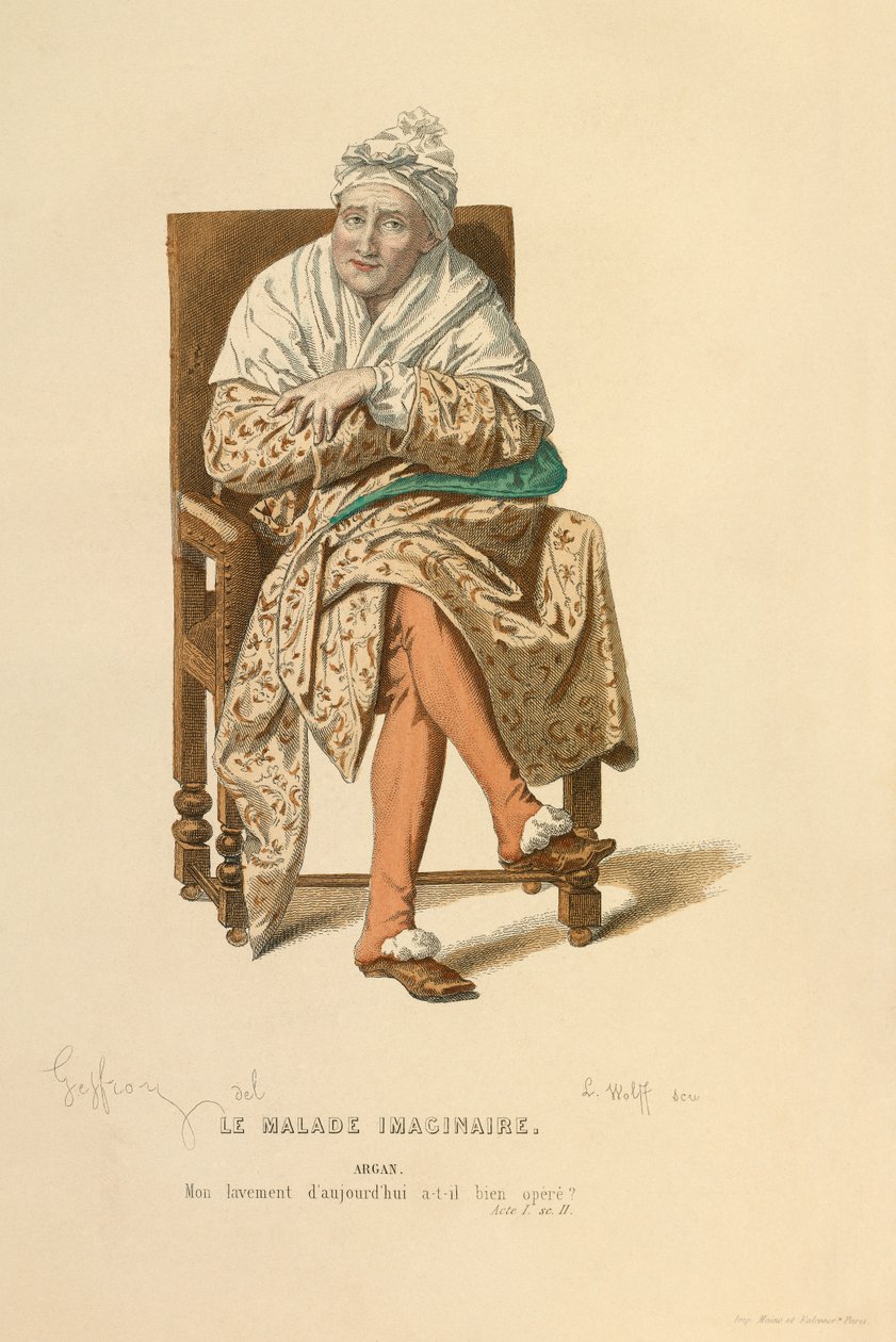 Traje para o papel de Argan, c.1868 (gravura) de Edmond Aime Florentin Geffroy
