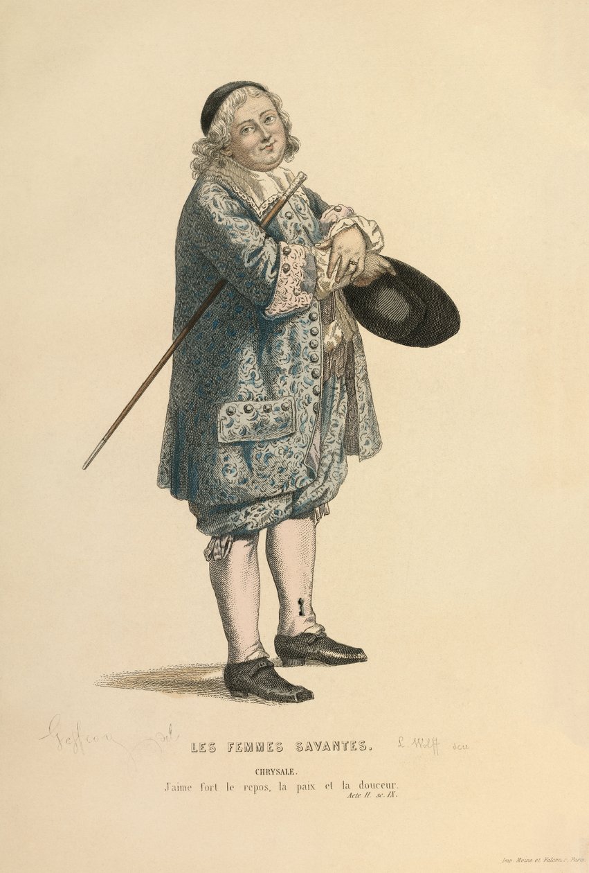 Traje para o papel de Chrysale, c.1868 (gravura) de Edmond Aime Florentin Geffroy