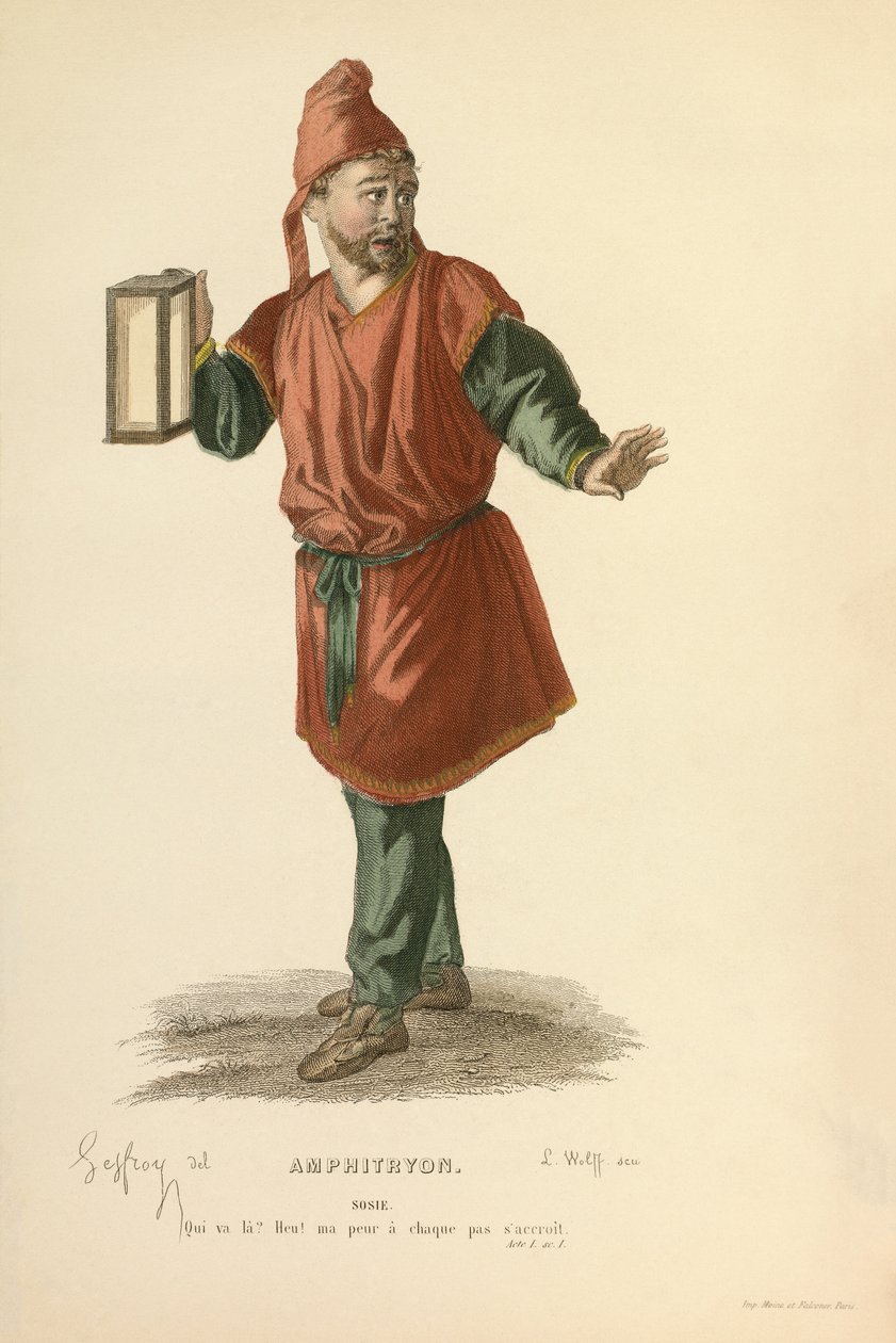 Fato para o papel de Sosie, c.1868 (gravura) de Edmond Aime Florentin Geffroy