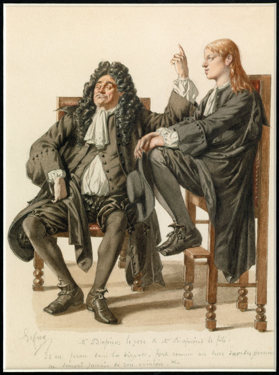 Retrato de Monsieur Diafoirus pere et fils, c.1870 (aguarela) de Edmond Aime Florentin Geffroy