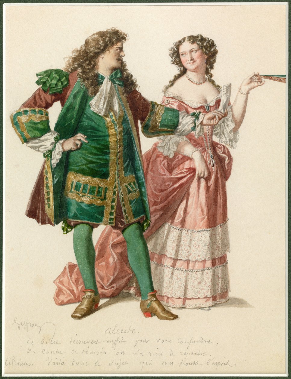 Retrato de Alceste e Celimene, c.1870 (aguarela) de Edmond Aime Florentin Geffroy