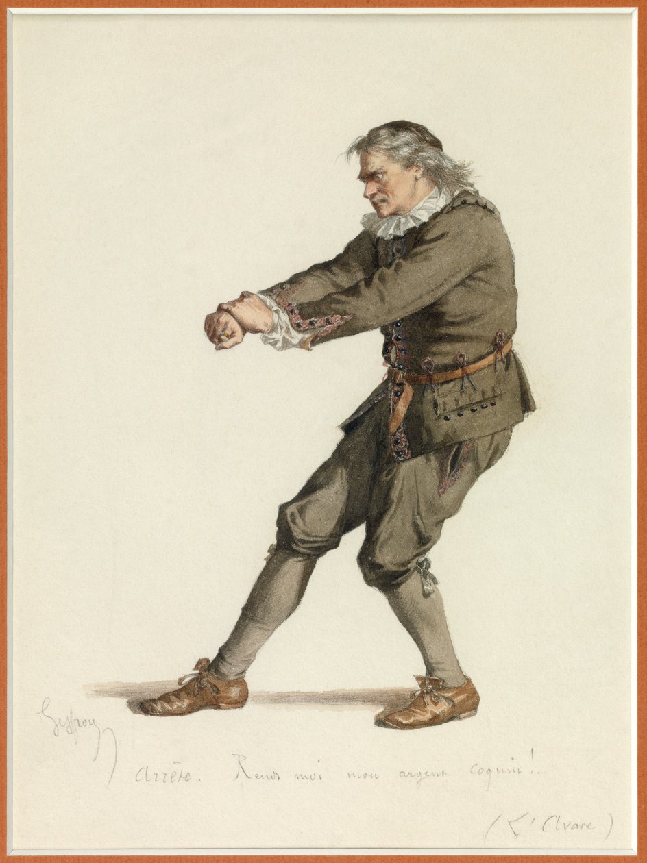 Retrato de Harpagon, c.1870 (aguarela) de Edmond Aime Florentin Geffroy