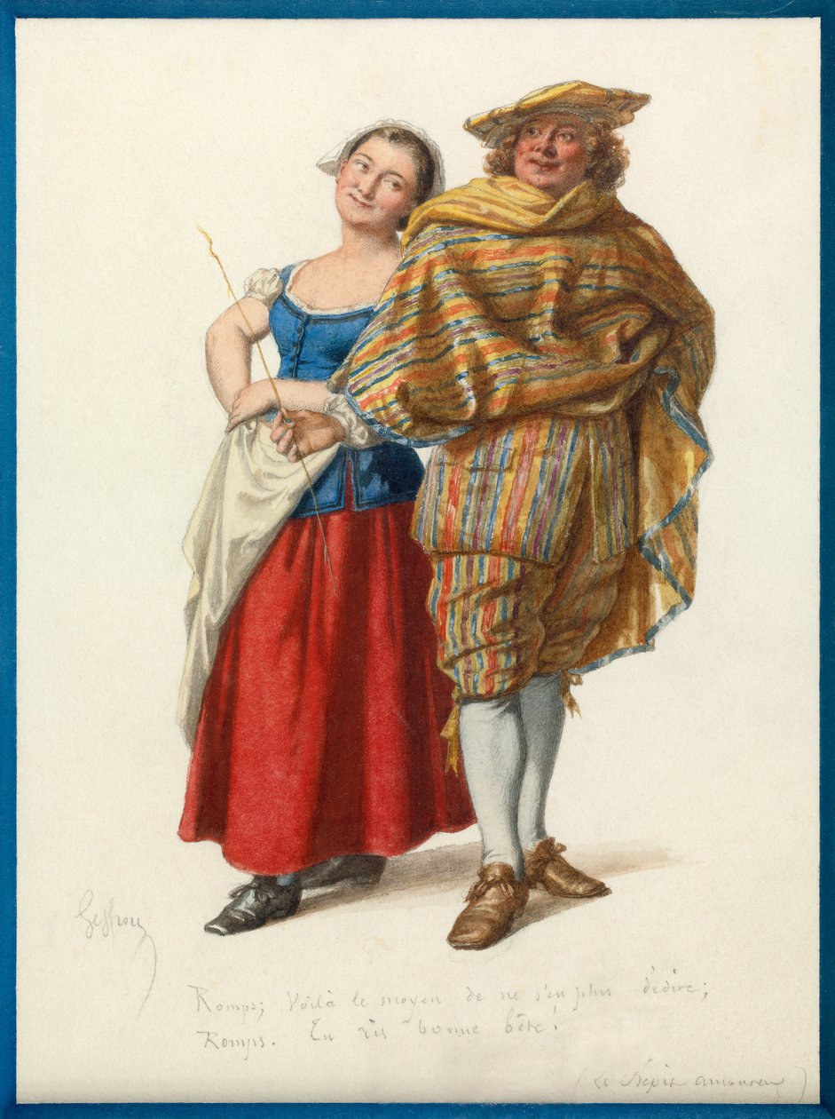 Retrato de Marinette e Rene Gordo, c.1870 (aguarela) de Edmond Aime Florentin Geffroy