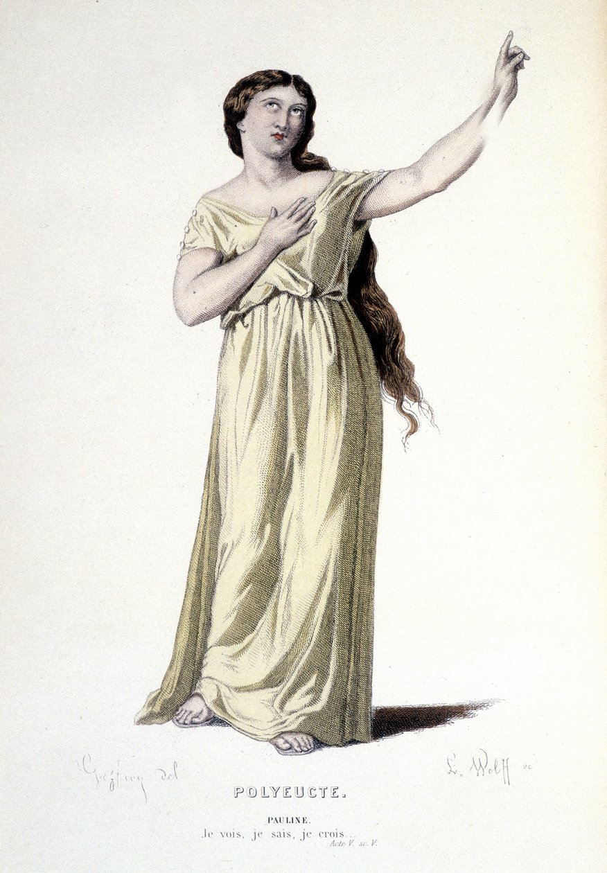 A personagem de Pauline na tragédia Polyeucte martyr - Full Theatre: (Colecção de peças de Corneille) desenho de Geffroy, gravura de L. Wolff - ed. Laplace, Sanchez et Cie, Paris 1884 de Edmond Aime Florentin Geffroy