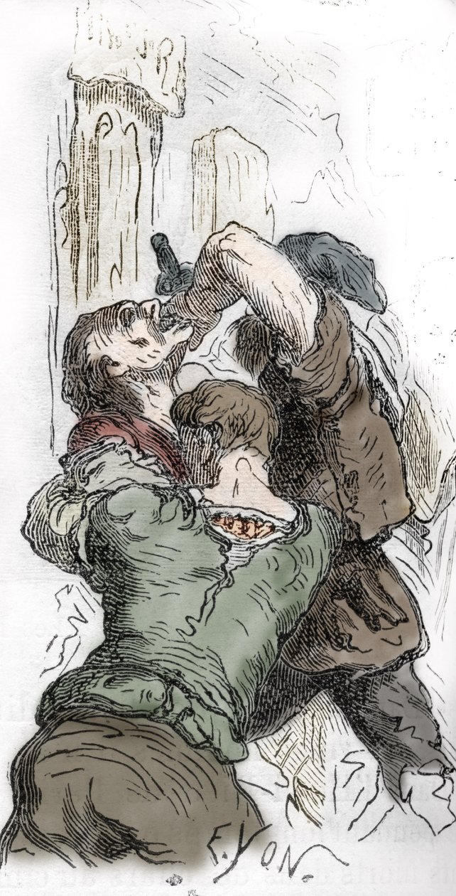 Peste Negra: massacre de judeus, 1348, ilustração de "Histoire-populaire-de-France", de Charles Lahure, 1866 de Edmond Charles Yon