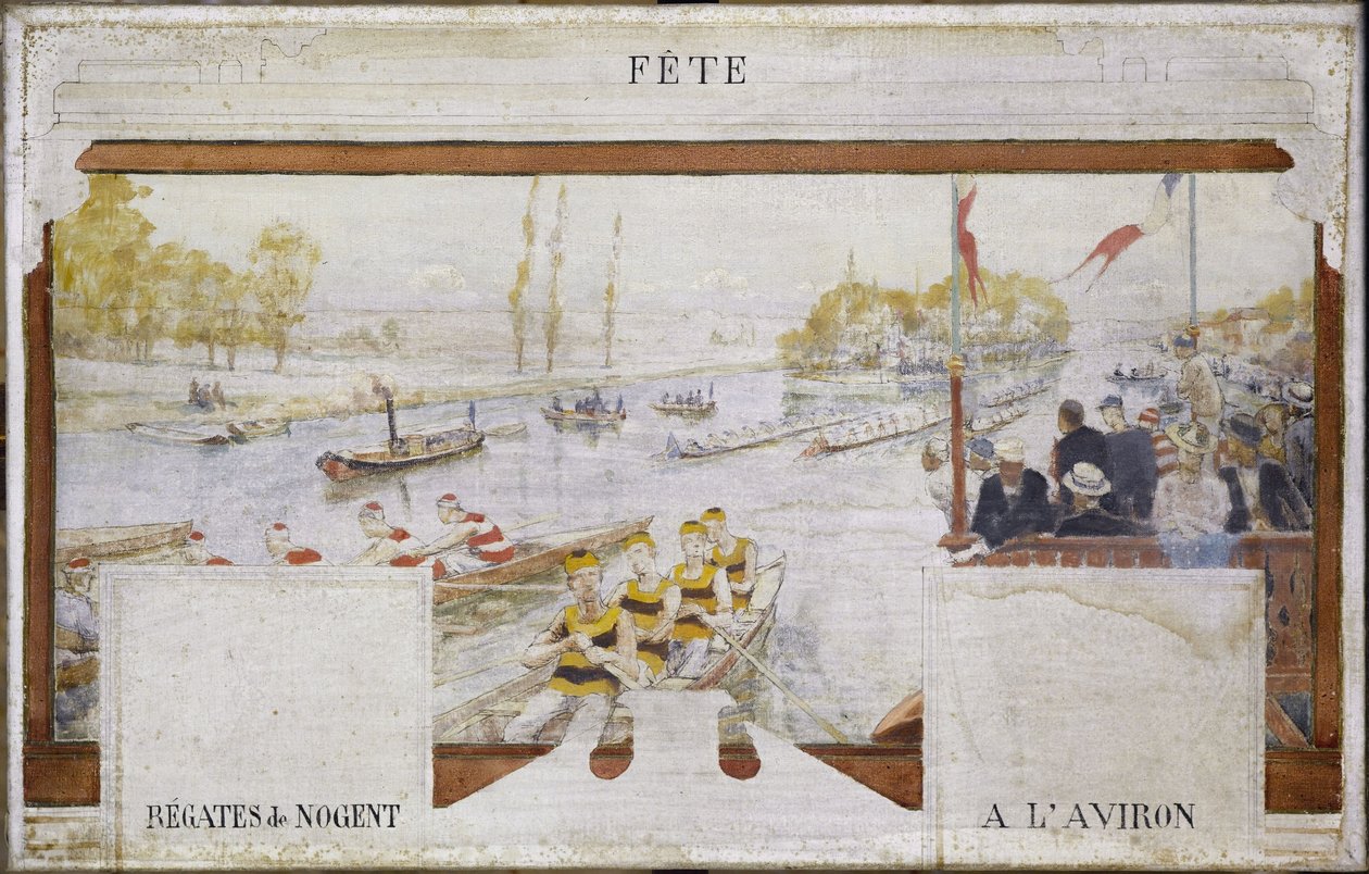 Esboço para a Câmara Municipal de Nogent-sur-Marne: Festa: Regata de remo de Nogent de Edmond Debon