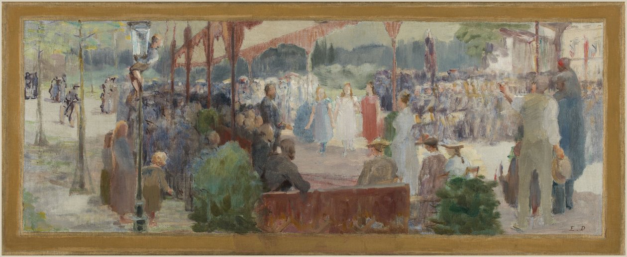 Esboço para o salão da aldeia de Maisons-Alfort: Hommage au mérite, entre 1893 e 1895 (óleo sobre tela) de Edmond Debon
