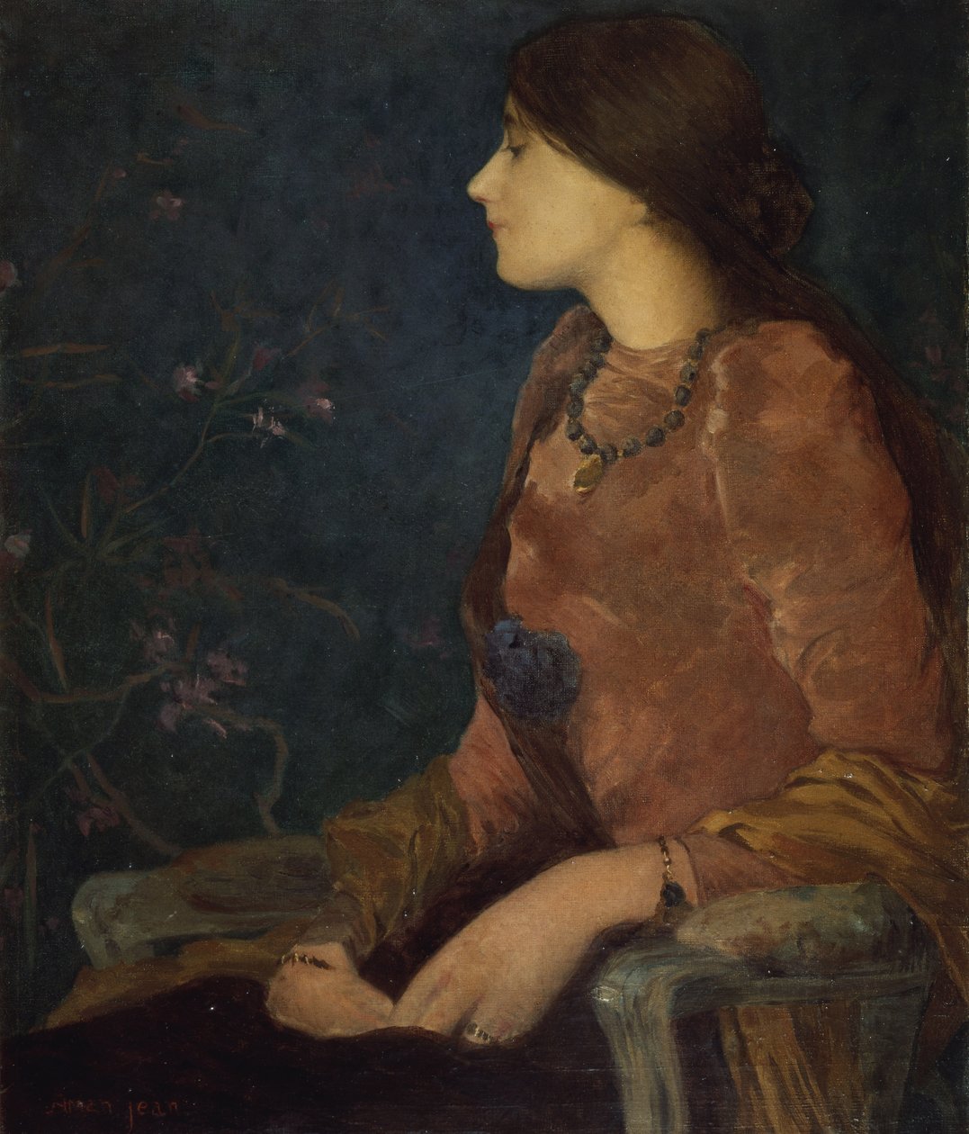 Senhora Pensativa, Sentada (óleo sobre tela) de Edmond François Aman Jean
