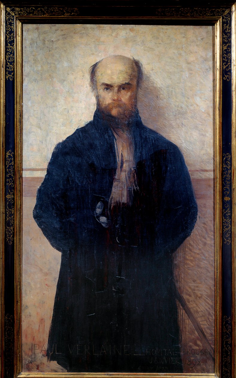 Retrato de Paul Verlaine (1844 - 1896) poeta e escritor francês. Pintura de Edmond Francois Aman Jean (Aman-Jean, Amand Jean, Aman-Jean de Edmond François Aman Jean