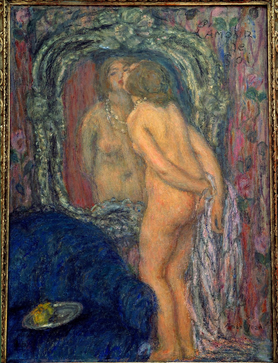 Amor-próprio. Pintura de Edmond Francois Aman Jean (Aman-Jean, Amand Jean, Aman-Jean de Edmond François Aman Jean
