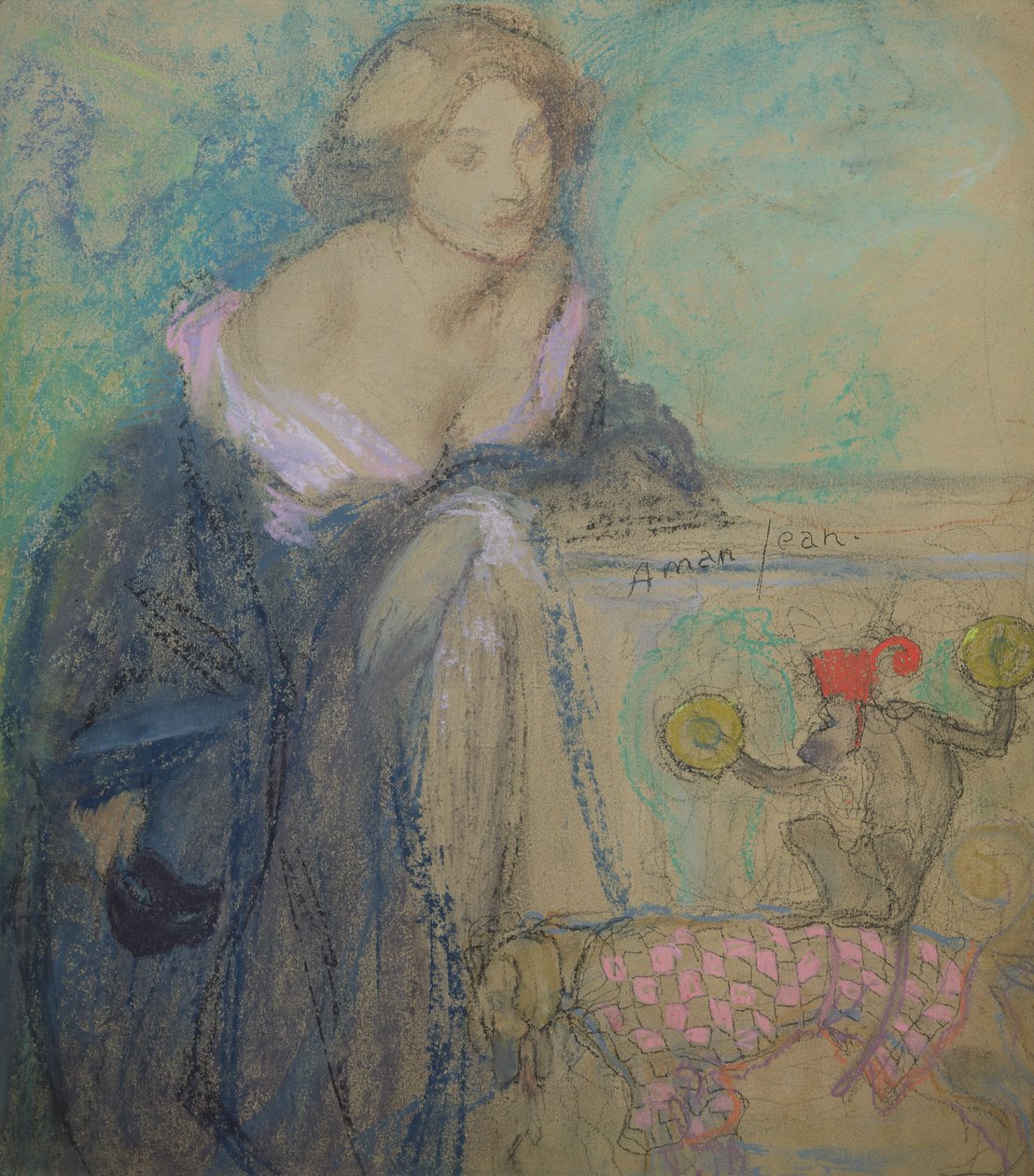 Mulher com a máscara, 1911 (pastel sobre papel) de Edmond François Aman Jean
