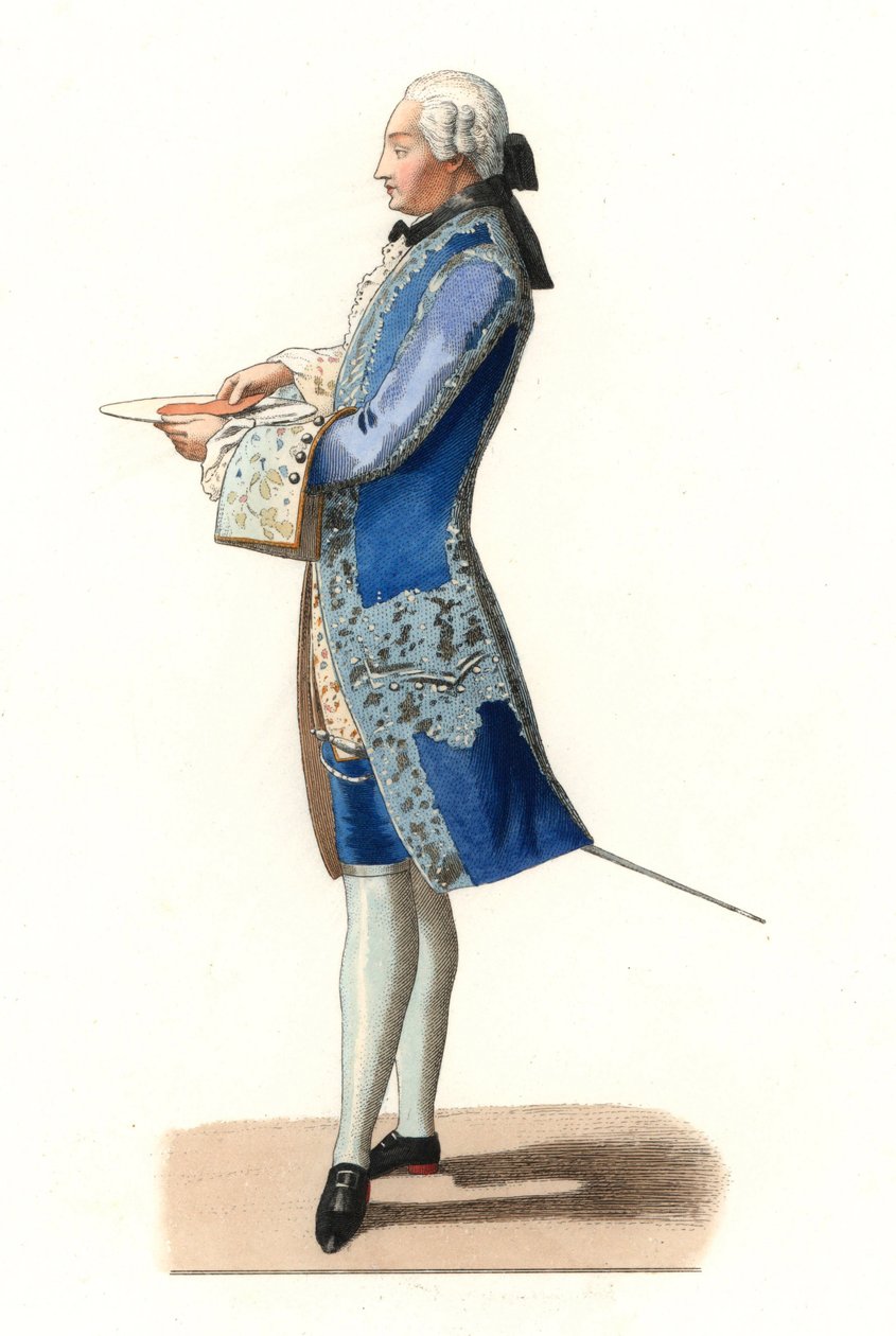 Charles Rosalie de Rohan Chabot (1740-1813), Conde de Jarnac, depois de uma pintura de 1777 de Olivier - Litografia de uma ilustração de Edmond Lechevallier-Chevignard (1825-1902), de "Costumes historiques des 16e de Edmond Lechevallier Chevignard
