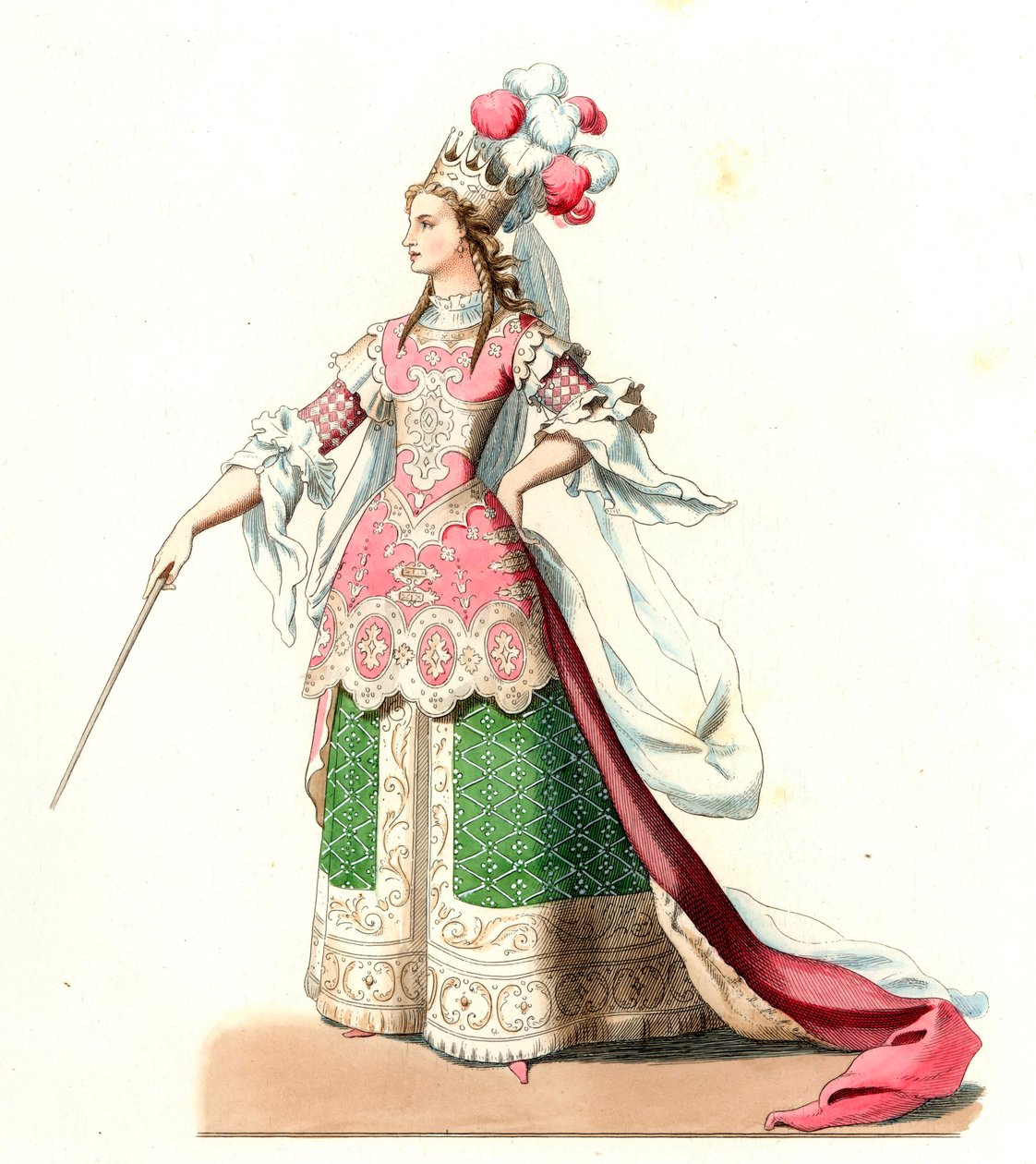 Mulher francesa em traje de dança de balé de Edmond Lechevallier Chevignard
