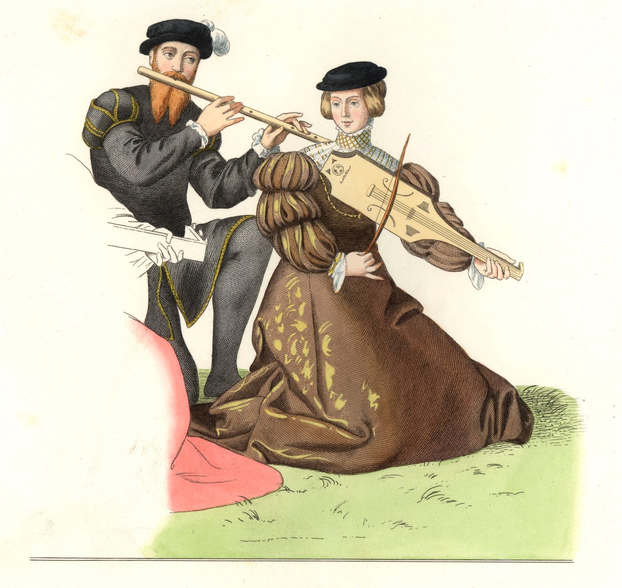 Gentilhomme et dame, casal de músicos ingleses de Edmond Lechevallier Chevignard