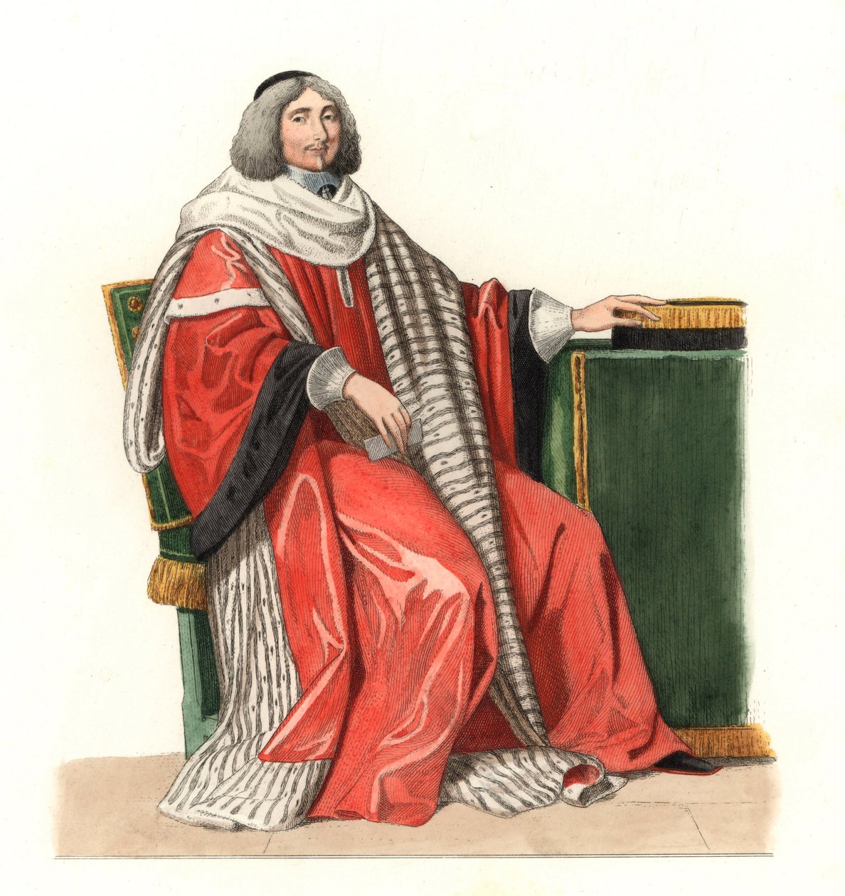 Jean Antoine de Mesme (1661-1723), senhor de Irval, conde de Avaux, magistratura francesa do século XVII, depois de uma pintura de 1653, de Philippe de Champaigne (1602-1674) - Litografia baseada numa ilustração de Edmond Lechevallier-Chevignard (1825-1902 de Edmond Lechevallier Chevignard