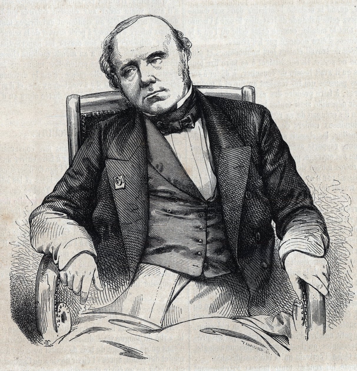 Retrato de Augustin Thierry (1795-1856), historiador francês. Gravura de Chevignard em "Le Magasin Picturesque" (Le Magasin Picturesque) de Edmond Lechevallier Chevignard