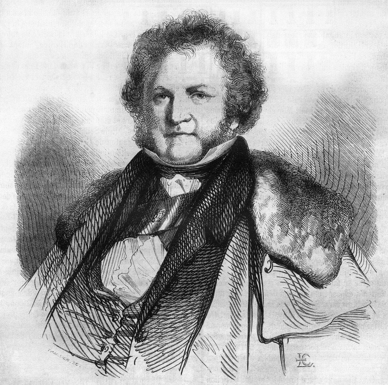 Retrato de Jean Jacques Sellon (1782-1839), filantropo, pacifista e político suíço, defensor da abolição da escravatura e da pena de morte. Gravura de Chevignard em "Le Magasin Picturesque" (Le Magasin Picturesque) de Edmond Lechevallier Chevignard