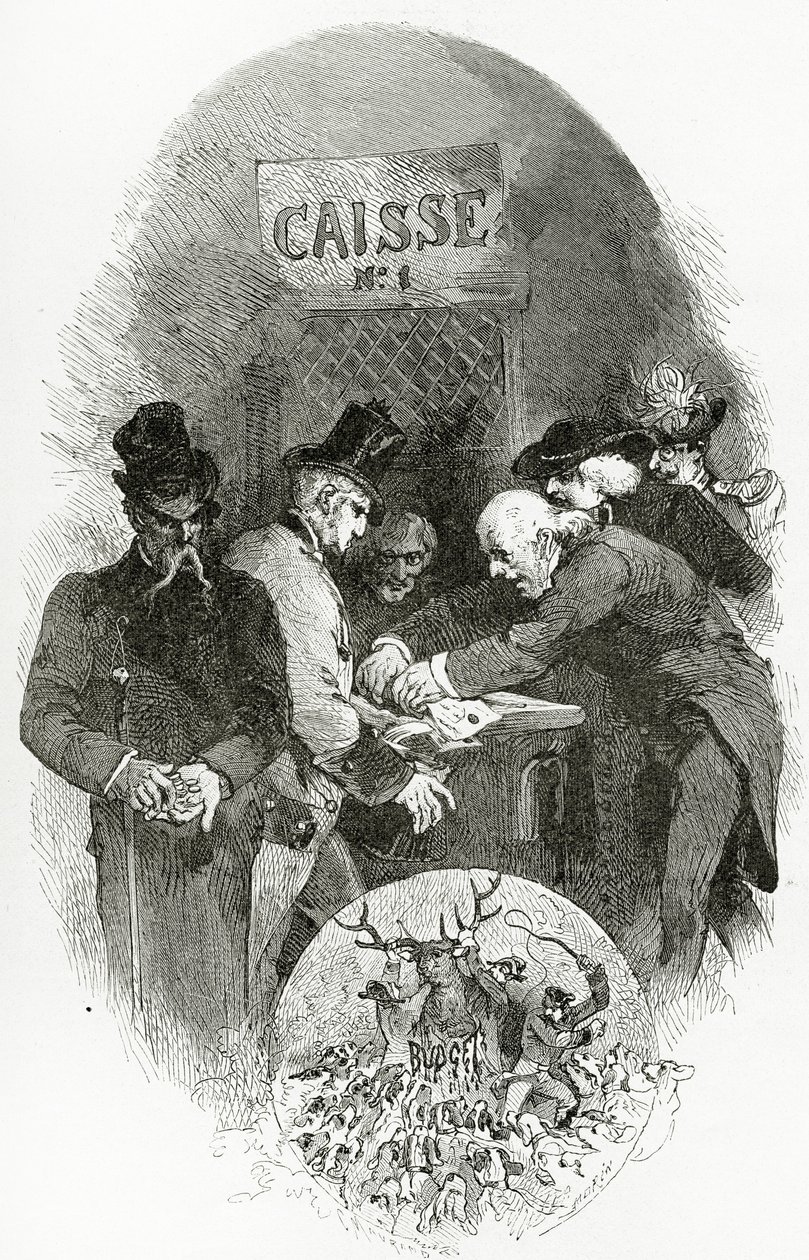 Emargement - ilustração de Napoléon le Petit, do século XIX (gravura bw) de Edmond Morin
