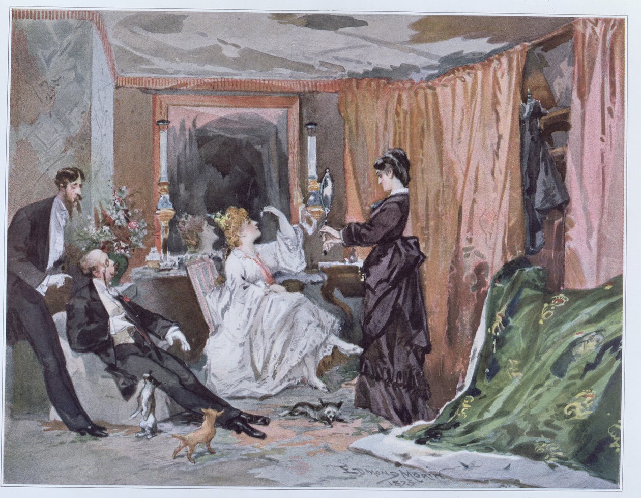 O camarim de Hortense Schneider (1833-1920) no Theatre des Varietes, 1873 de Edmond Morin