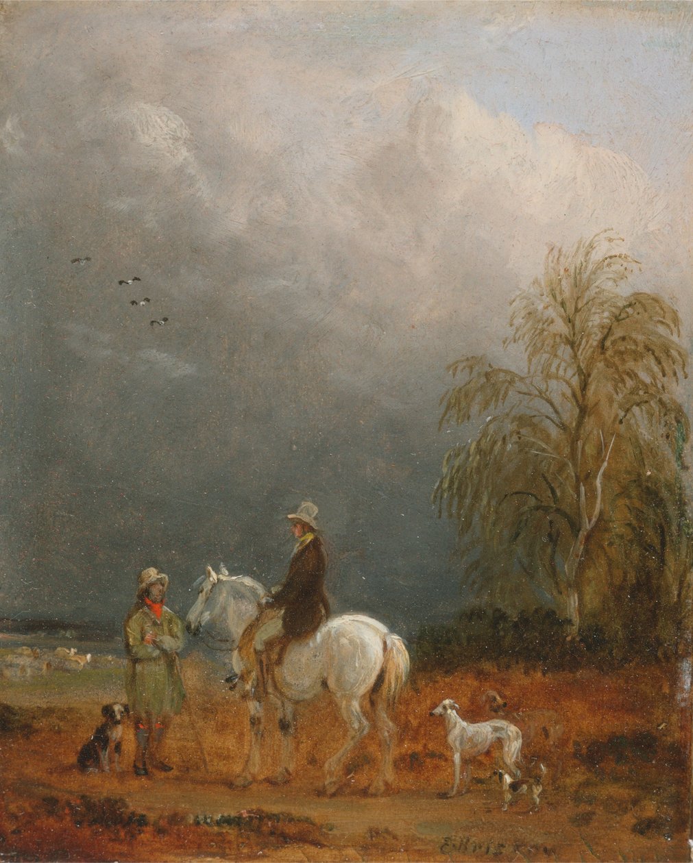 Um viajante e um pastor em uma paisagem de Edmund Bristow