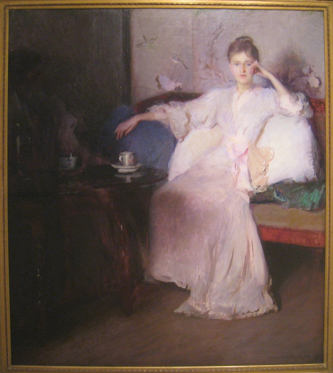 Arranjo em chá da tarde rosa e cinza de Edmund Charles Tarbell