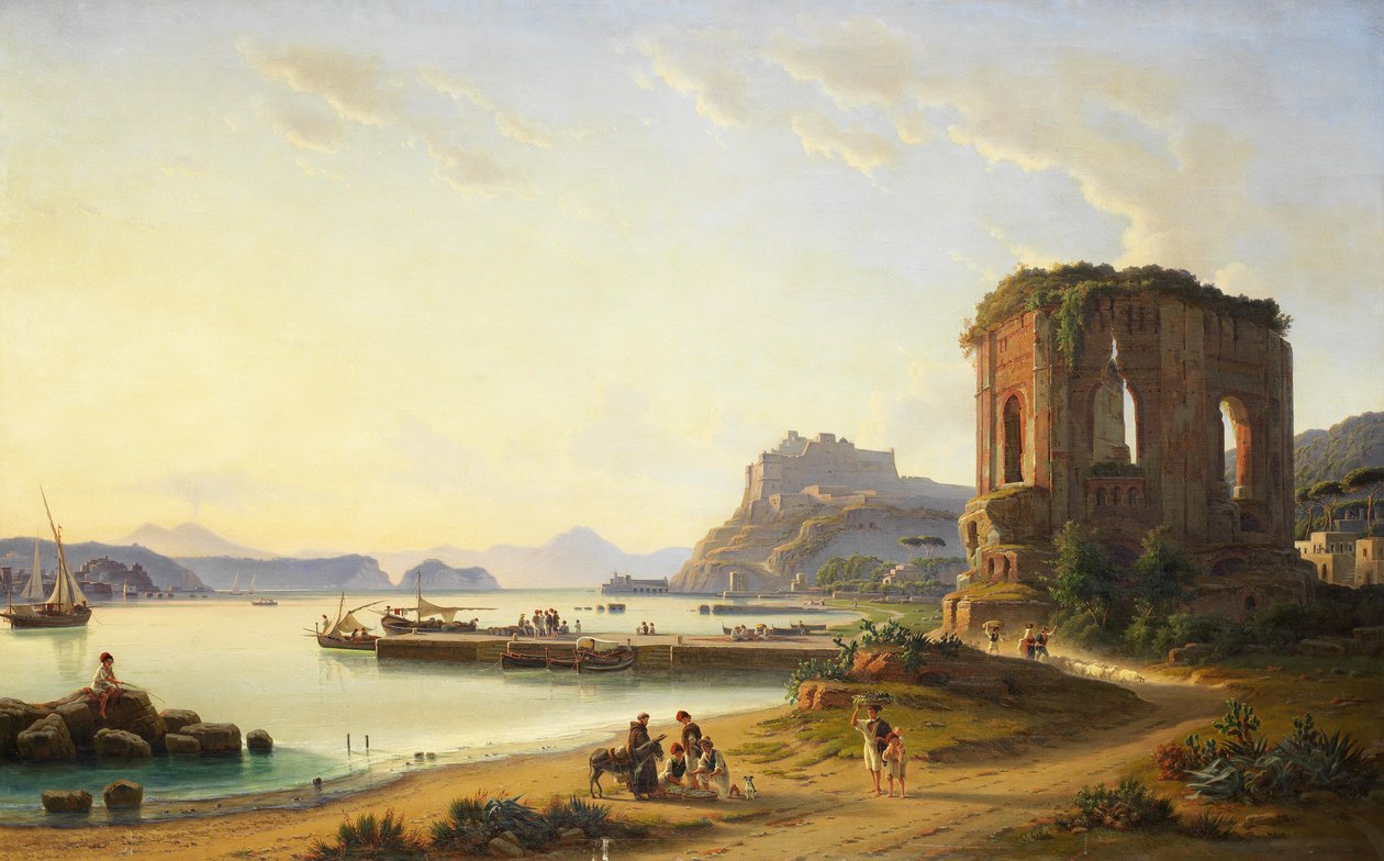 Vista sobre o Golfo de Pozzuolo com o antigo porto e o castelo de Edmund Hottenroth
