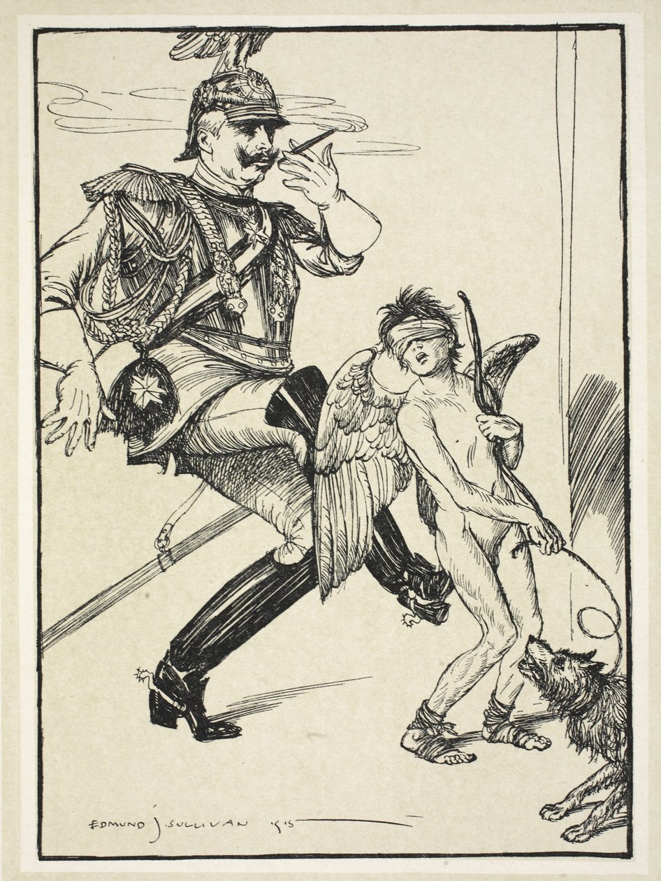 Você não pode ver que eu estou vindo, ilustração da festão do Kaiser por Edmund J. Sullivan, bar. 1916 de Edmund Joseph Sullivan