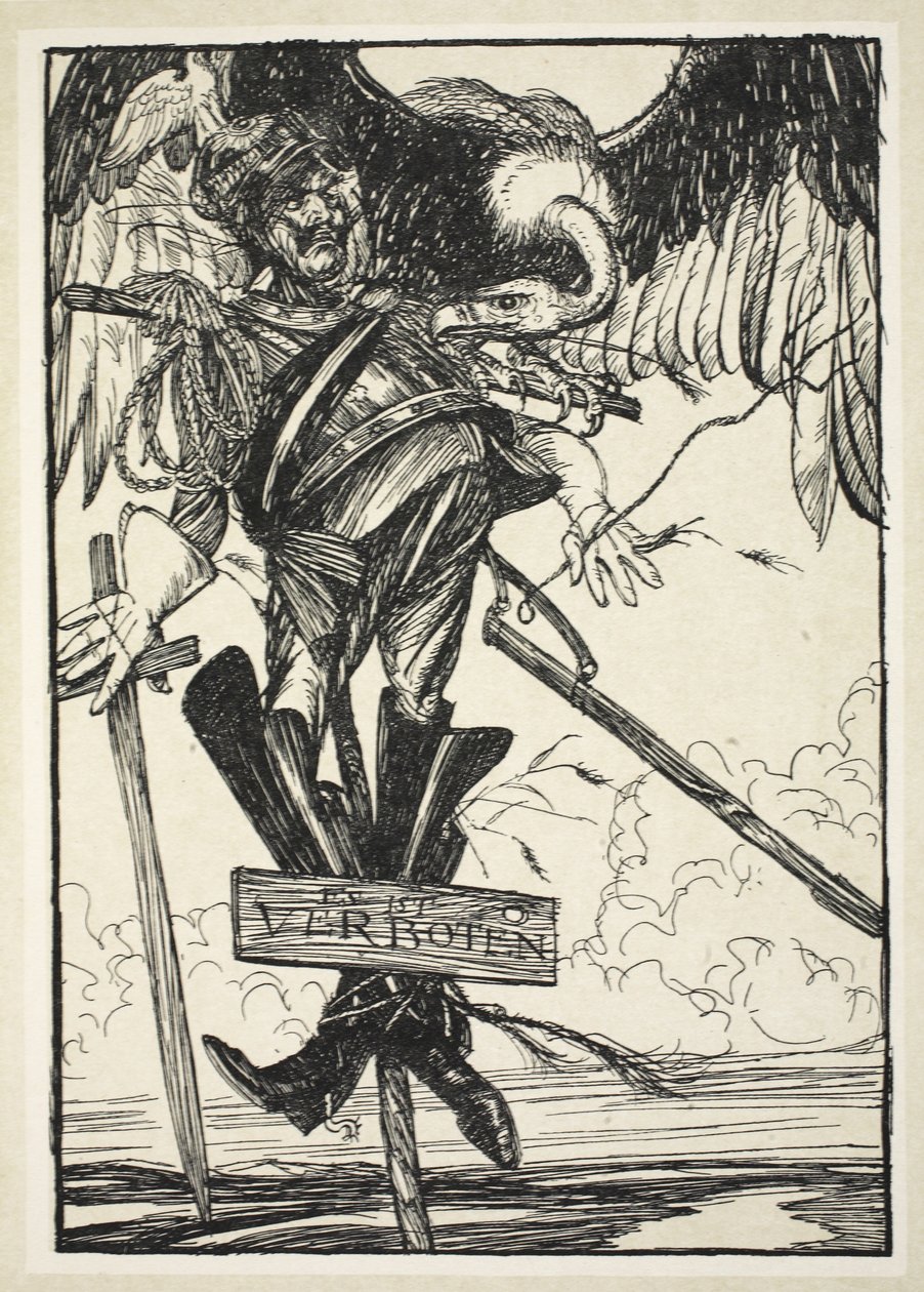 Morre Wacht am Rhein, ilustração da festão do Kaiser por Edmund J. Sullivan, bar. 1916 de Edmund Joseph Sullivan