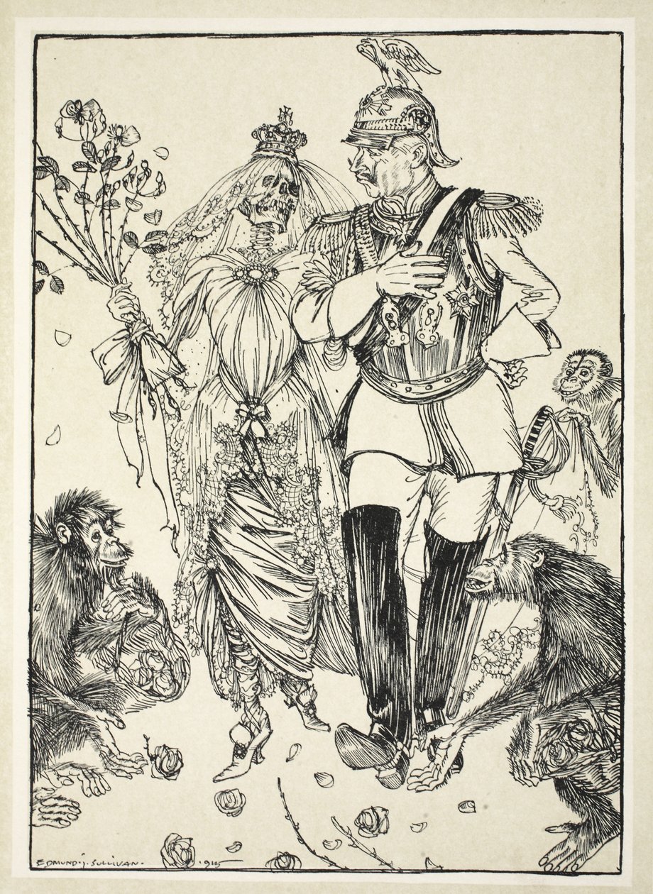 Casamento de conveniência, ilustração da festão do Kaiser por Edmund J. Sullivan, bar. 1916 de Edmund Joseph Sullivan
