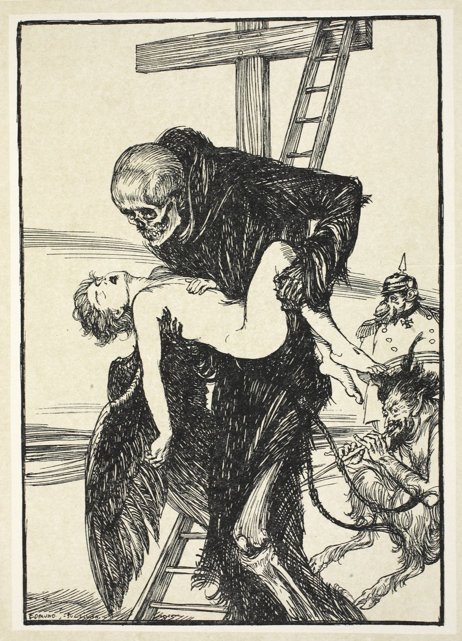 Mais cruel que a morte, ilustração da festão do Kaiser por Edmund J. Sullivan, bar. 1916 de Edmund Joseph Sullivan