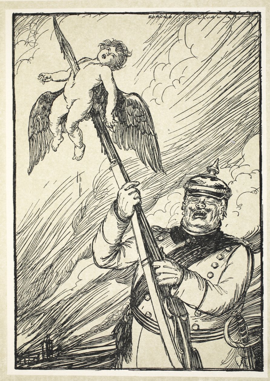 O alemão delicado, ilustração da festão do Kaiser por Edmund J. Sullivan, bar. 1916 de Edmund Joseph Sullivan