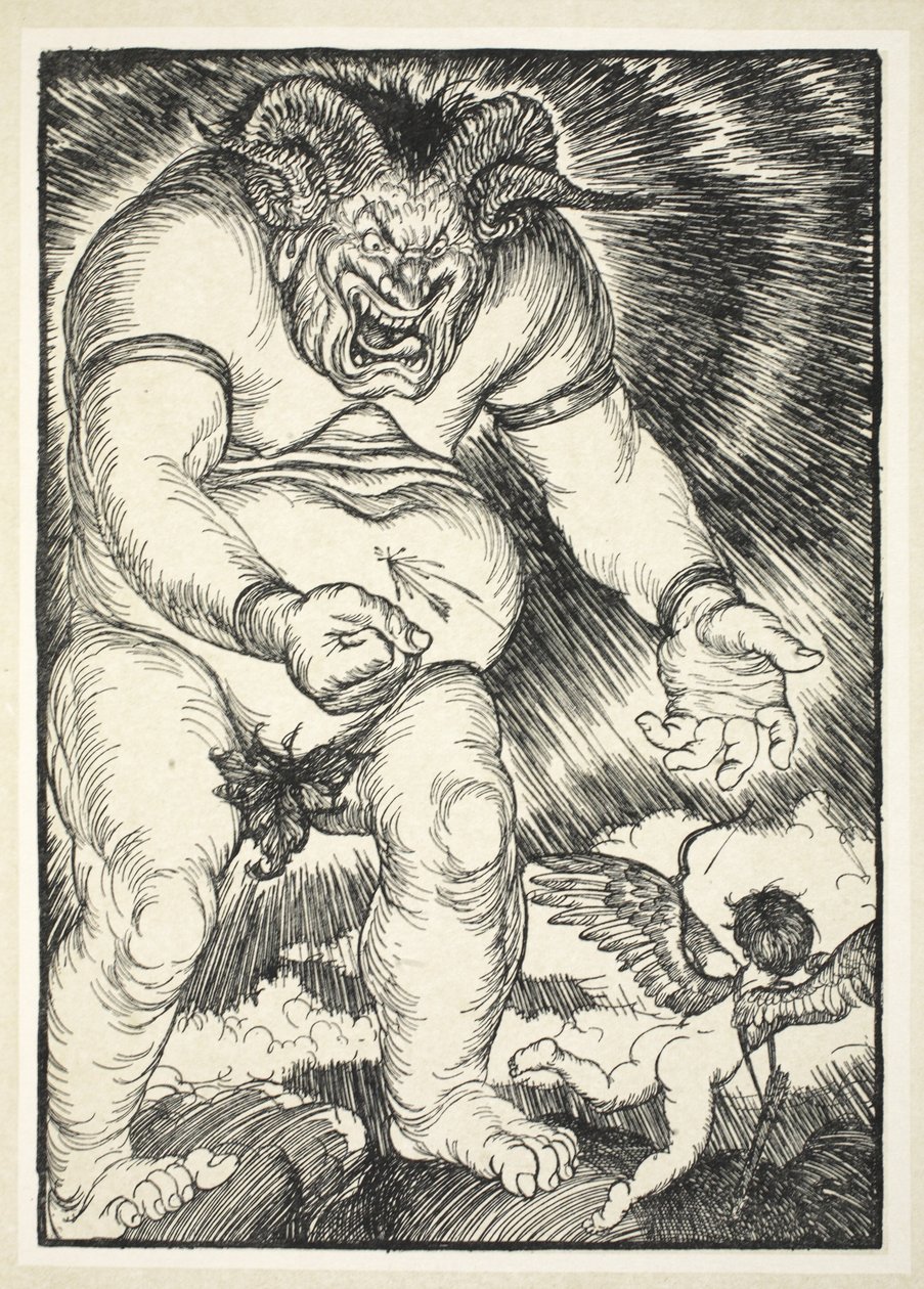 O tiro Partian, ilustração da festão do Kaiser por Edmund J. Sullivan, bar. 1916 de Edmund Joseph Sullivan