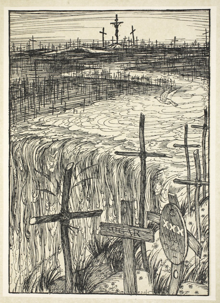 O Niagara vermelho, ilustração da festão do Kaiser por Edmund J. Sullivan, bar. 1916 de Edmund Joseph Sullivan