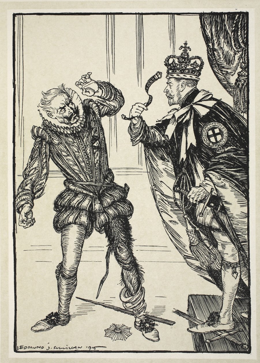 O Blackleg não marcado (&39;Soi de Honi…&39;), ilustração da festão do Kaiser por Edmund J. Sullivan, bar. 1916 de Edmund Joseph Sullivan
