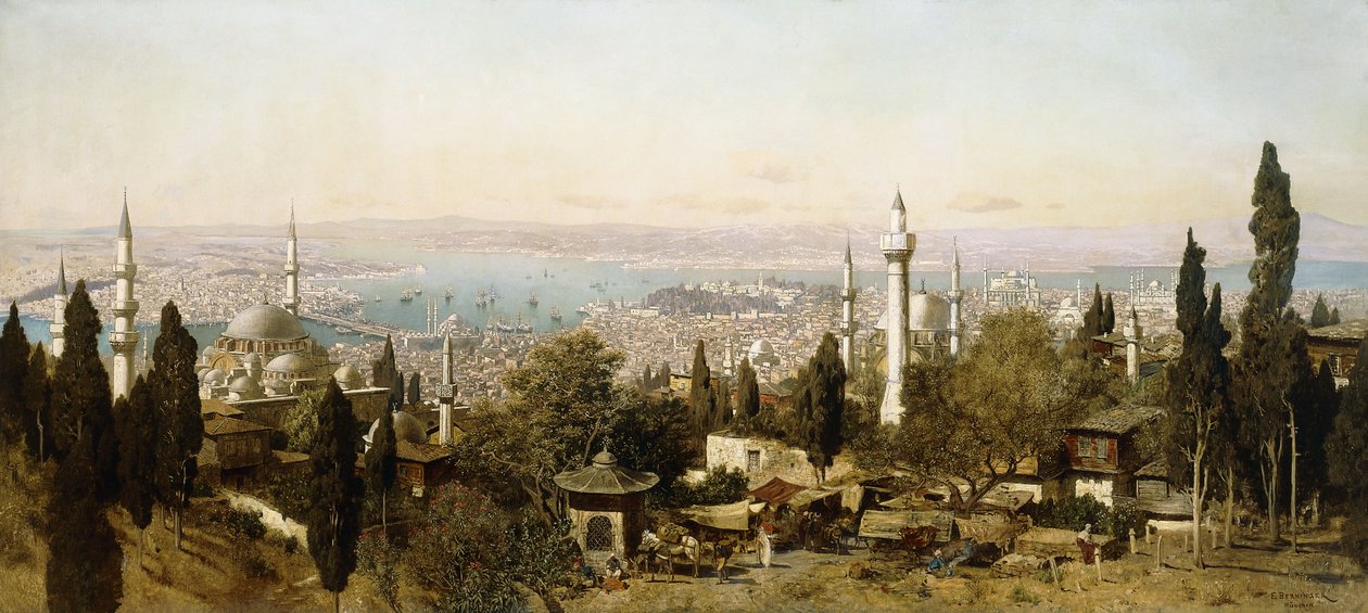 Uma Vista de Constantinopla (óleo sobre tela) de Edmund Berninger