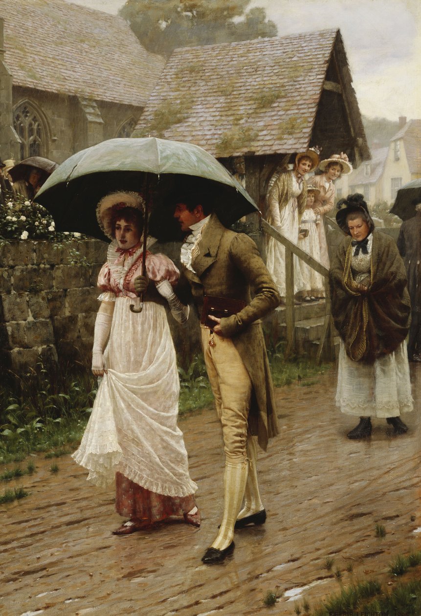 Uma manhã de domingo molhada, 1896 de Edmund Blair Leighton
