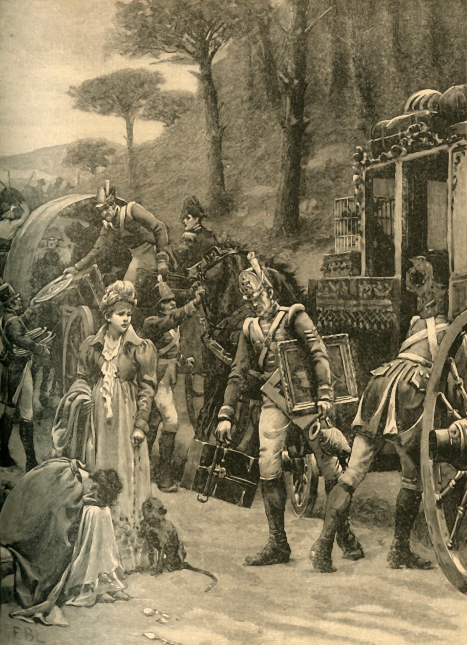 Vôo do rei Joseph Bonaparte de Vitória, Espanha, 1813 c1890. de Edmund Blair Leighton