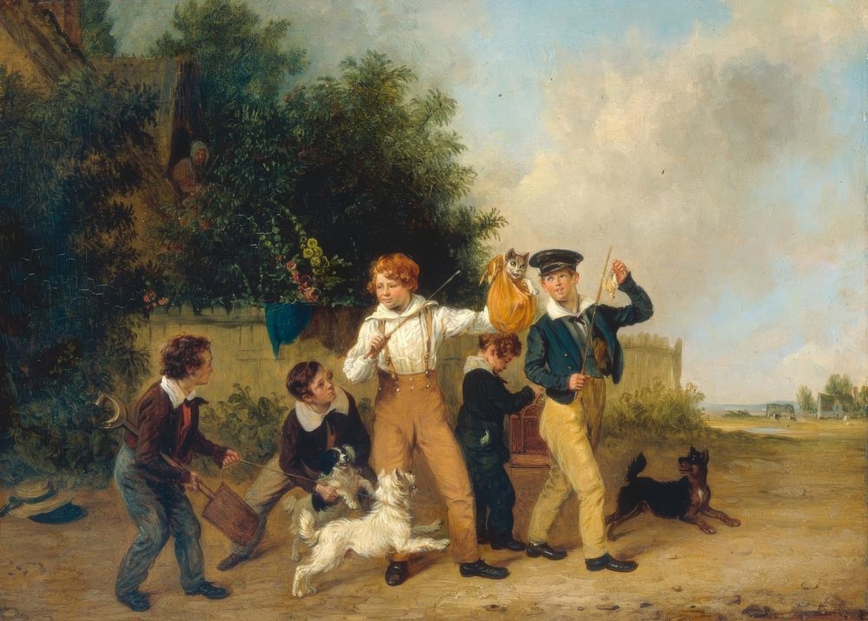 Meninos com seus animais de estimação de Edmund Bristow